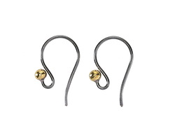 Nina Designs Sterling Silver Black Finish Simple Ear Wire w/ Bronze Ball 10x18mm