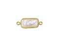 Freshwater Pearl Rectangle Link in Gold Vermeil 19x8mm