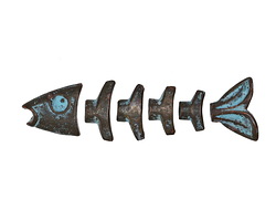 Mykonos Copper (plated) Patina Worry Fish Skeleton 55mm