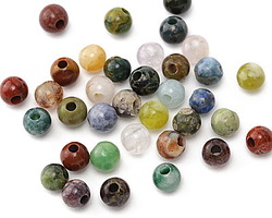 Multi Gemstone (Sodalite, Tiger Eye, Red Jasper, Aventurine) Round (Large Hole) 6mm