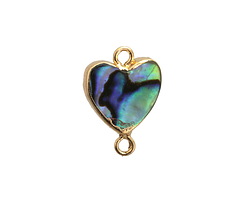 Abalone Heart Focal Link w/ Gold Finish 18x13mm