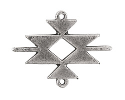 Mykonos Antique Silver (plated) Aztec Pattern Focal Link 25x30mm