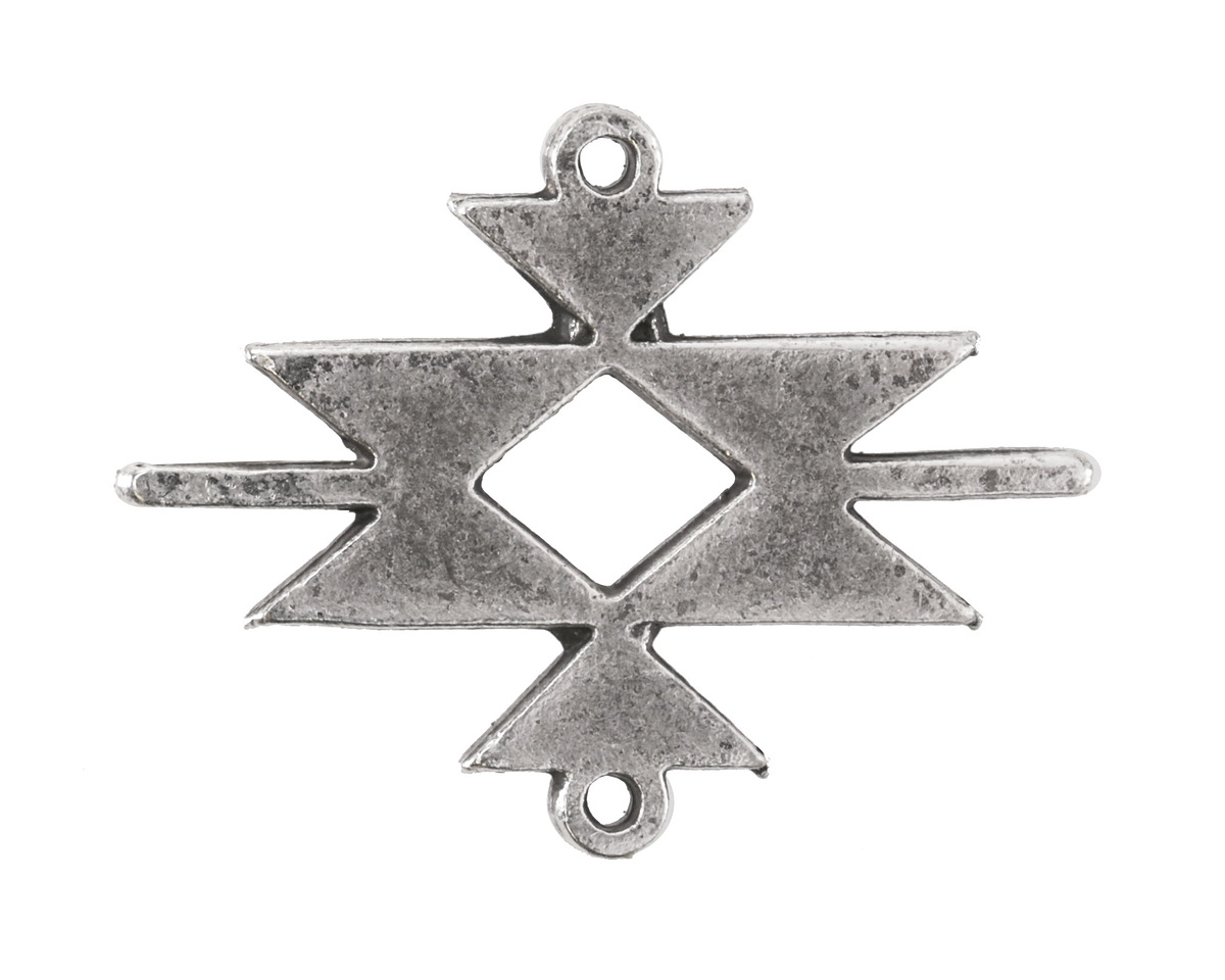 Mykonos Antique Silver (plated) Aztec Pattern Focal Link 25x30mm