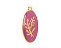 24K Gold (Plated) Berry Enamel w/ Gold Floral Design Focal 13x27mm