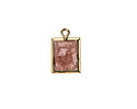 Strawberry Quartz w/ Gold Finish Faceted Rectangle Focal 10x15mm