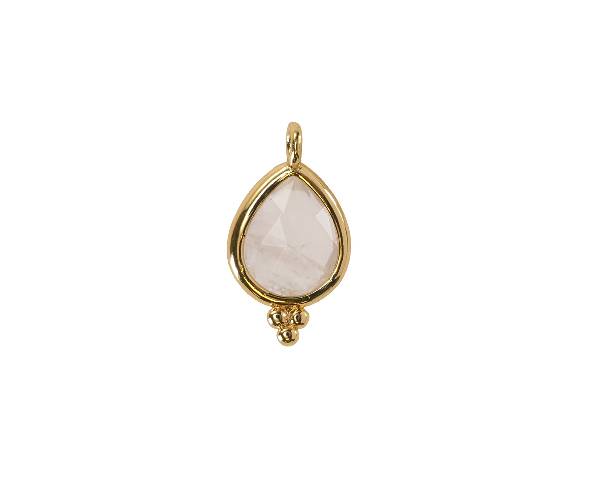 Rock Crystal Quartz w/ Gold Finish Faceted Teardrop Focal 10x12mm