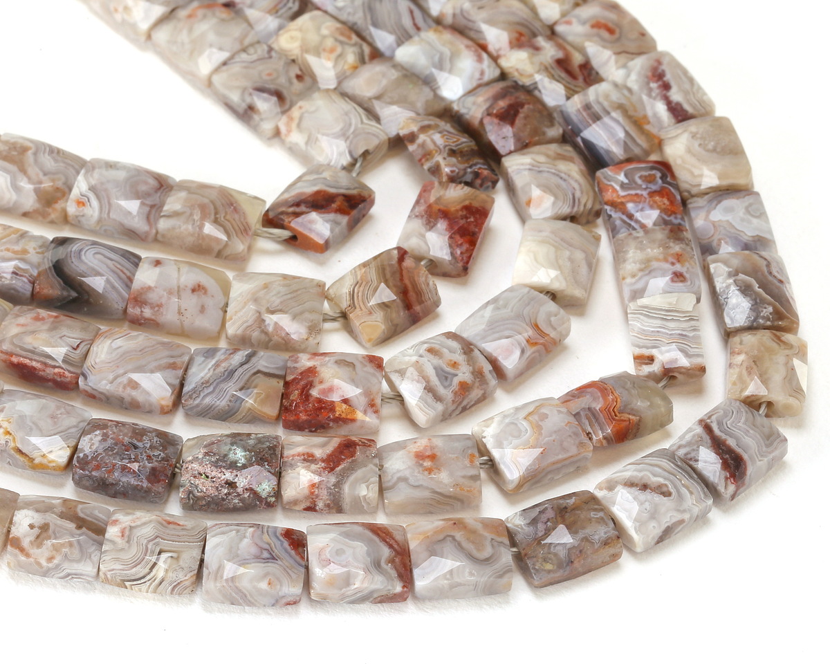Laguna Lace Agate Microfaceted Rectangle 10x8mm