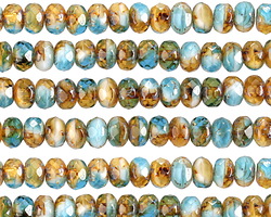 Czech Glass Lakeshore Picasso Fire Polished Rondelle 3x5mm