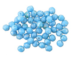 Czech Glass Alice Blue Picasso Fire Polished Round 4mm