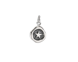 Nina Designs Sterling Silver Wax Seal Star Coin Charm 17x10mm