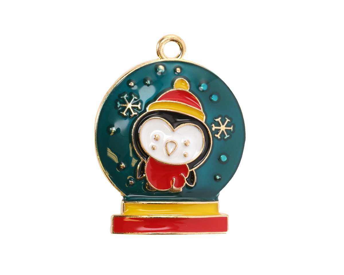 Enamel Penguin in a Snow Globe Focal 20x26mm