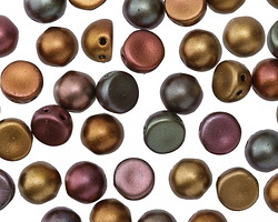 CzechMates Glass Matte Metallic Bronze Iris 2-Hole Cabochon 7mm
