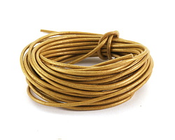 Metallic Gold Round Leather Cord 2mm, 32 feet