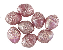 Czech Glass Matte Thistle AB w/ Platinum Acorn 12x10mm