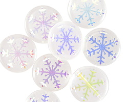 Czech Glass Laser Etched Snowflake on Crystal AB Coin 14mm