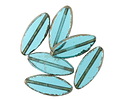 Czech Glass Beach Glass w/ Antique Gold Horse Eye 18x7mm