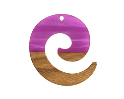 Walnut Wood & Orchid Pearlescent Resin Koru Focal 36x37mm