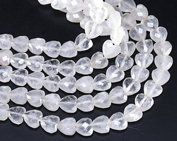 Rock Crystal Quartz Microfaceted Heart 8mm