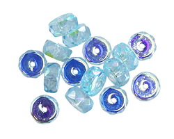 Czech Glass Aquamarine AB Faceted Heishi 4x7mm