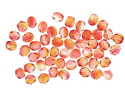 Czech Glass Dual Coated Fuchsia/Tangerine Fire Polished Round 4mm
