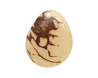 Tagua Nut Cream Groovy Slice 25-35x30-42mm