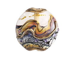 Grace Lampwork Beige and Ivory Free Style Lentil 27-28mm