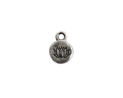 Nunn Design Antique Silver (plated) Itsy Spiritual Lotus Charm 9x13mm