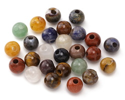 Multi Gemstone (Sodalite, Tiger Eye, Red Jasper, Aventurine) Round (Large Hole) 8mm