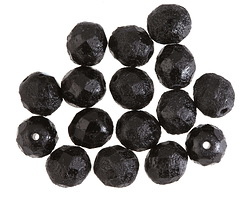 Czech Glass Matte Textured Jet Fire Polished Round 8mm