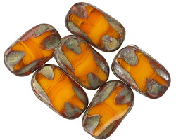Czech Glass Tuscan Sun Picasso Window Rectangle 16x9mm
