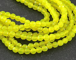 Neon Lime Agate Faceted Round 4mm