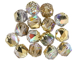 Czech Glass Crystal AB w/ Gold Lantern 8mm