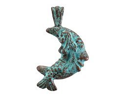 Mykonos Copper (plated) Patina Mermaid Resting on Crescent Moon Charm 33x21mm