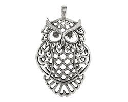 Mykonos Antique Silver (plated) Large Owl Focal 68x40mm