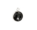 Jet Crystal Round Drop in Silver Finish Bezel 12.8x16.5mm