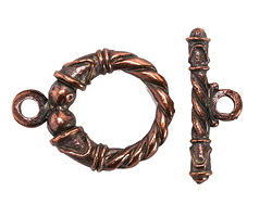 Mykonos Antique Copper (plated) Ornate Roped Toggle Clasp 28x21mm, 25mm Bar