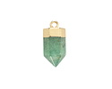 Green Strawberry Quartz Point w/ Gold Finish 8x16mm