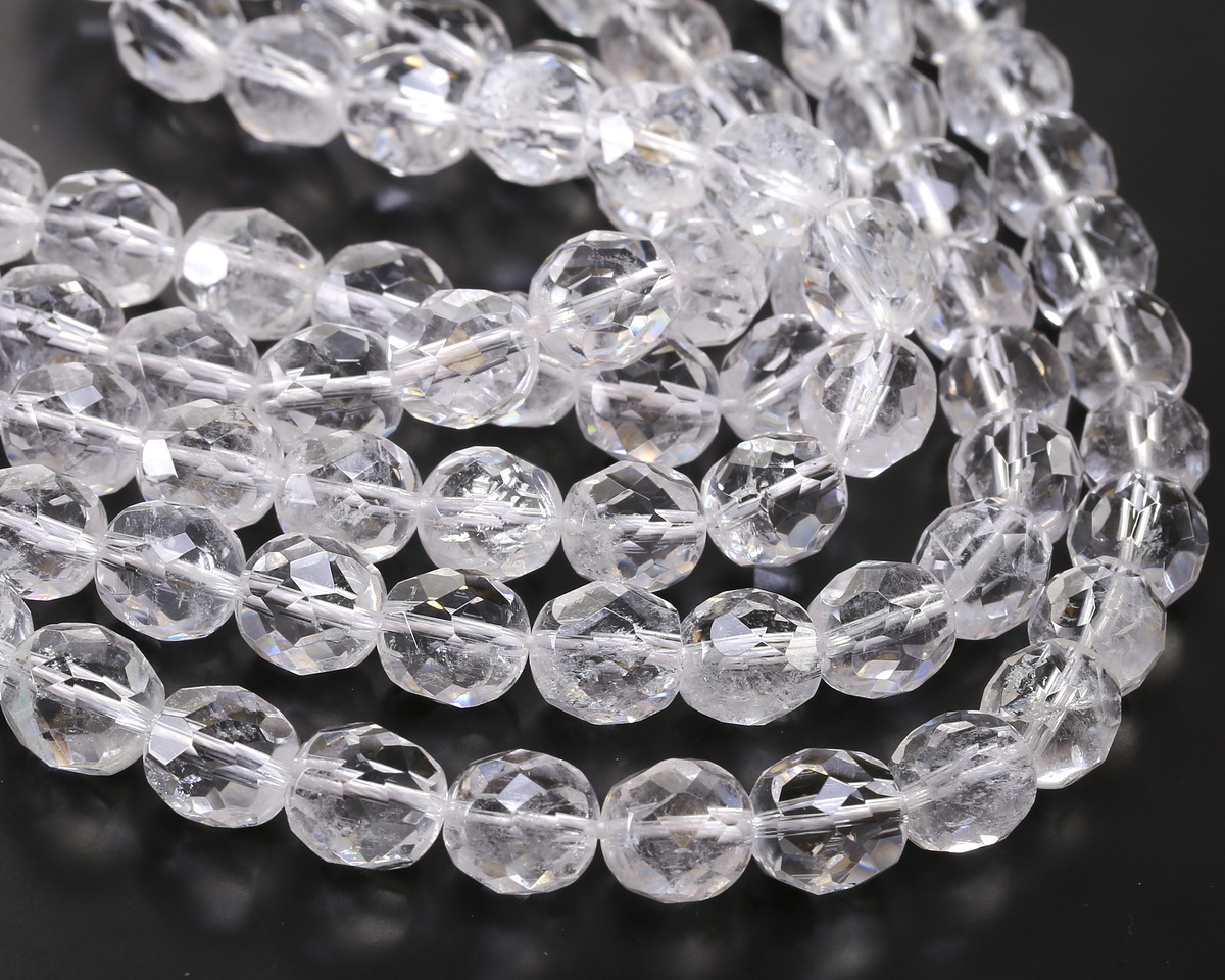 Rock Crystal Quartz Microfaceted Egg Nugget 10x9mm