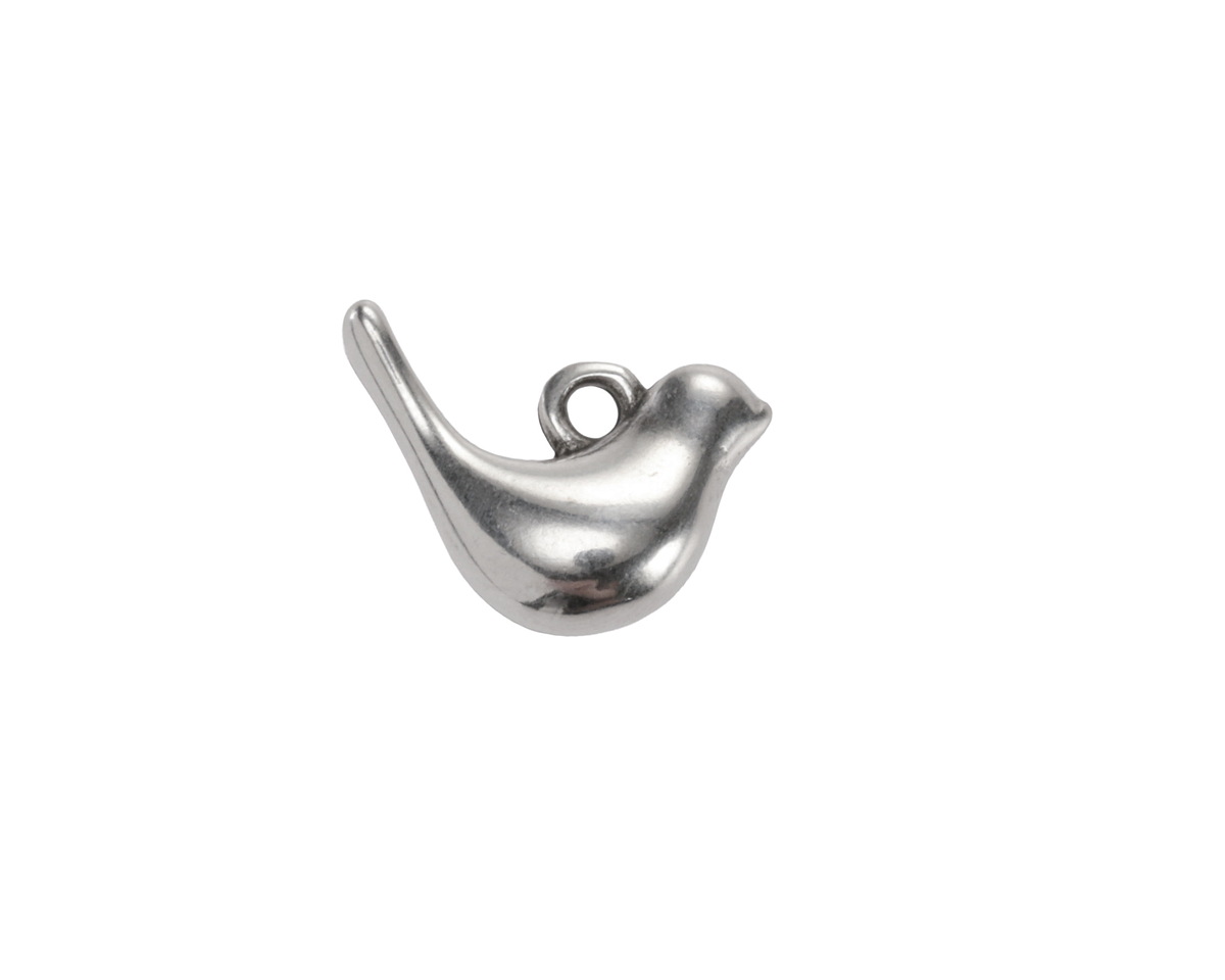 Antique Silver (plated) Puff Bird Focal 15x12mm
