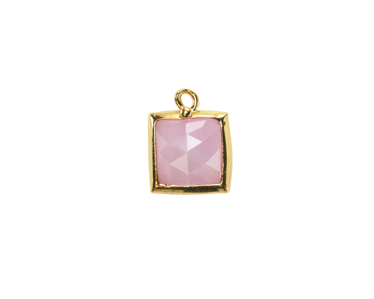 Kunzite w/ Gold Finish Faceted Square Focal 10x13mm