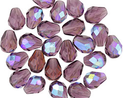 Czech Glass Amethyst AB Faceted Teardrop 9x7mm
