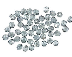 Czech Glass Luster Transparent Blue Fire Polished Round 4mm