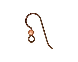 TierraCast Copper Niobium Earwire w/ 3mm Bright Copper Bead 23x8mm