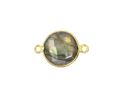 Labradorite Faceted Coin Link in Gold Vermeil 19x13mm