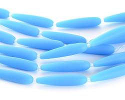 Opaque Blue Opal Beach-Style Glass Teardrop Strand 37x8mm