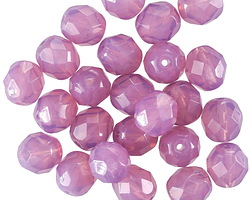 Czech Glass Milky Pink Amethyst Fire Polished Round 8mm
