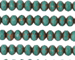 Czech Glass Bronzed Turquoise Fire Polished Rondelle 5x7mm