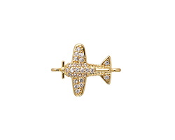 Clear Pave CZ Gold (plated) Stainless Steel Airplane Focal Link 16x12mm