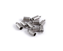 Antique Silver (plated) 3mm Glue-In Cord End w/ Loop 9x4mm