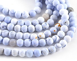 White & Blue Agate (matte) Round 8mm